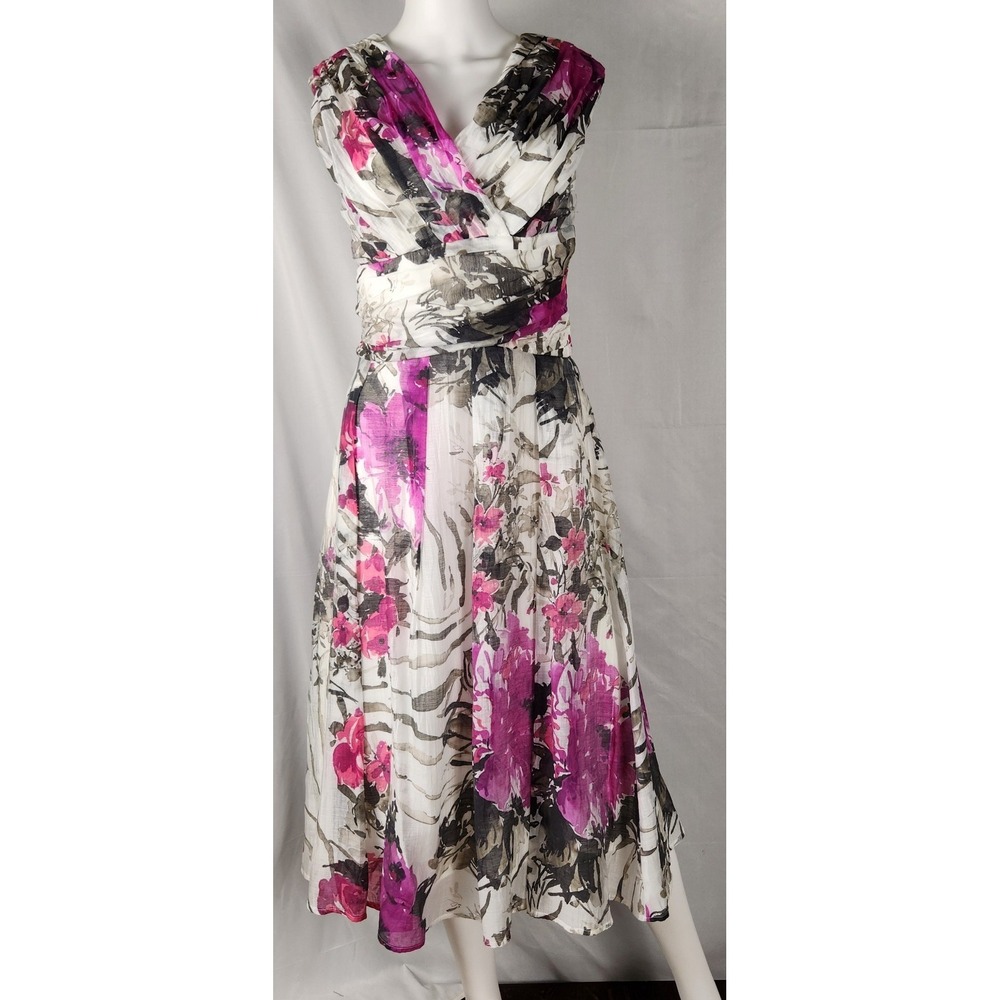 JAX Floral Sleeveless Semi-Sheer Flowy Romantic/Cottage/Fairy Midi Dress 14